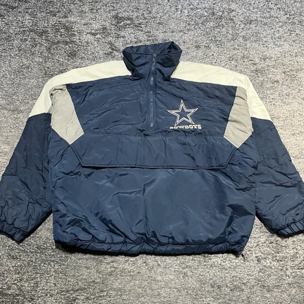 Vintage Dallas Cowboys Hooded Puffer‎ Jacket Mens XL Blue NFL Embroidered 90s - Picture 3 of 13